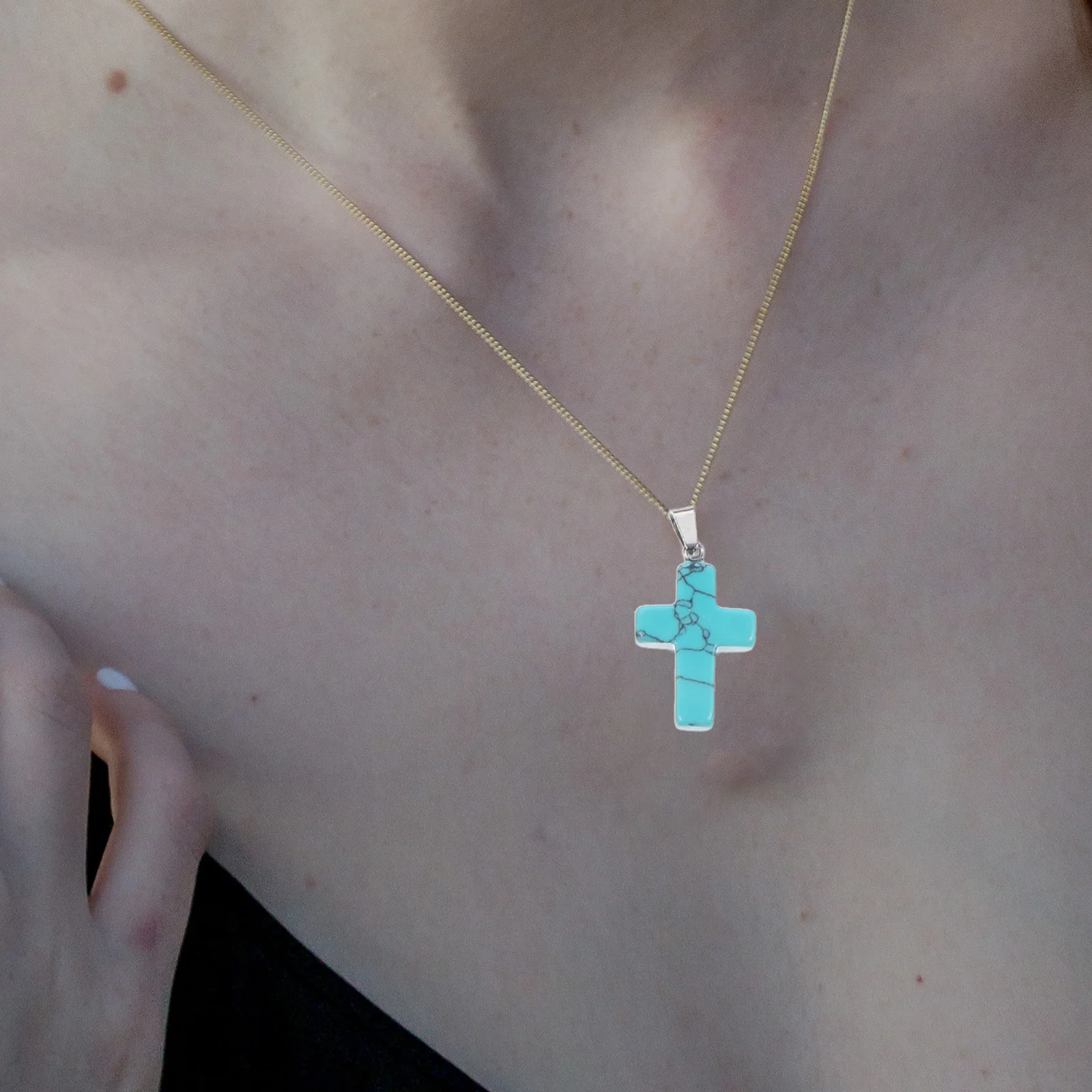 

20pcs Gemstone Pendant Bracelet Natural Stone Cross Beads For Diy Jewelry Making Craft Spacer Charm Accessories