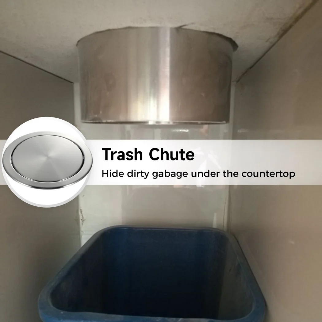 Trash Chute Trash Grommet Embedded Countertop Trash Chute Lid Countertop Built-In Trash Chute Cover Swing Flap Trash Bin Lid