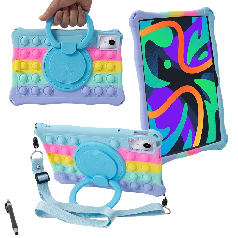 

For Lenovo Tab M11 TB-330FU TB-331FC Silicone Shell Kids Funda Case For Lenovo Xiaoxin Pad 2024 11 inch 360 Rotating Stand Cover