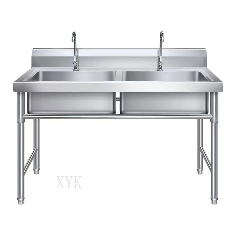 304 Stainless Steel Sink with Stand Vegetable Hand Dish Washing Commercial Hotel Single Double Triple Basin