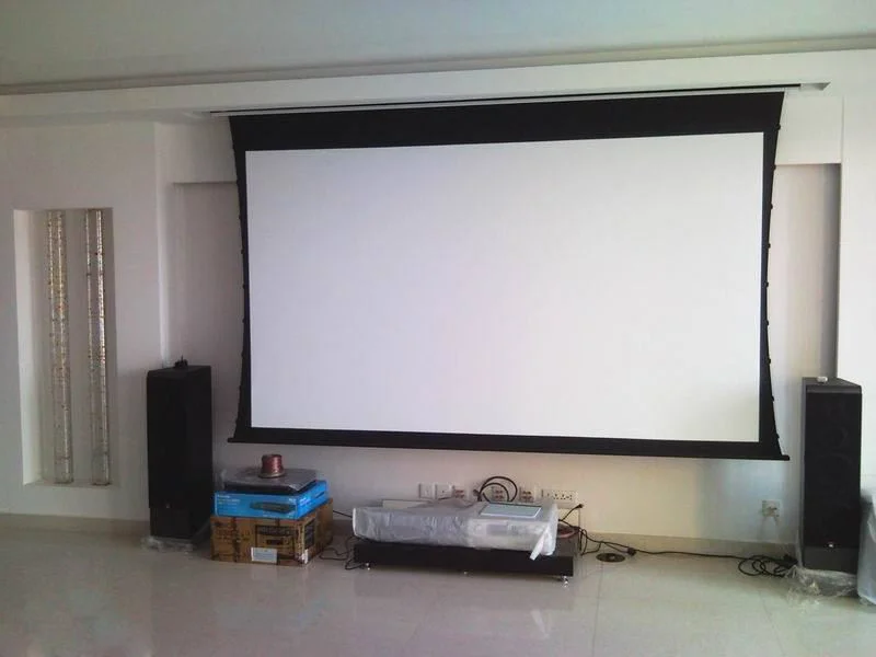 

High-end Luxury Projection Screen 16:9, 4K/8K Tab-Tensioned Electric Drop Down Projection Projector Screen