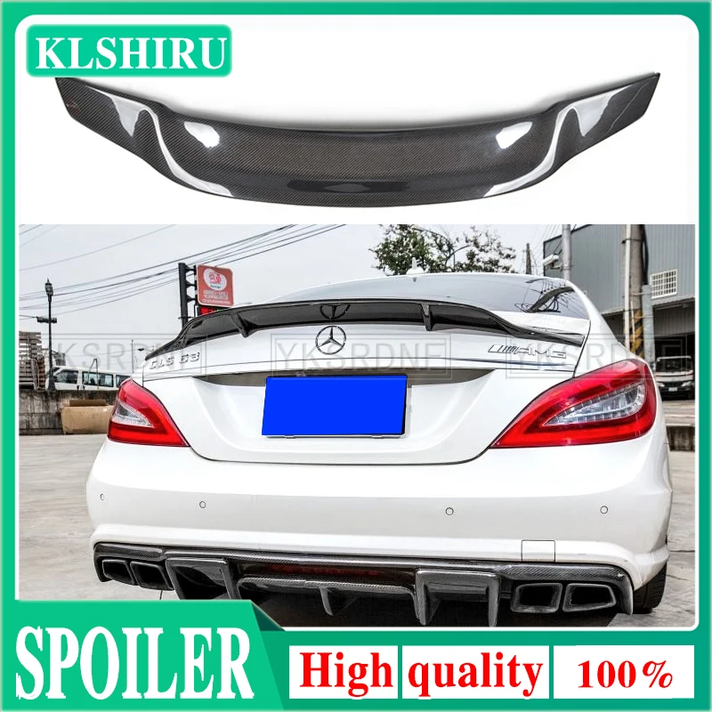 KLSHIRU For Mercedes CLS Class W218 Spoiler Carbon Fiber Rear Trunk Spoiler Wing R Style 2011 2012 2013 2014 2015 2016