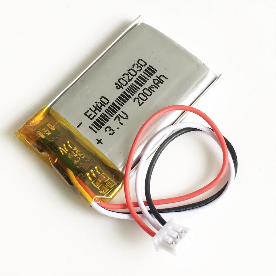 3.7V 200mAh 402030   Akumulator litowo-polimerowy LiPo JST 1,25 mm 3-pinowe złącze do ręcznego GPS Mp3 GPS Bluetooth