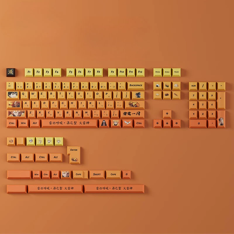 

Two-dimensional element five-sided sublimation keycap full set of PBT mechanical keyboard for boys and girls game office yellow