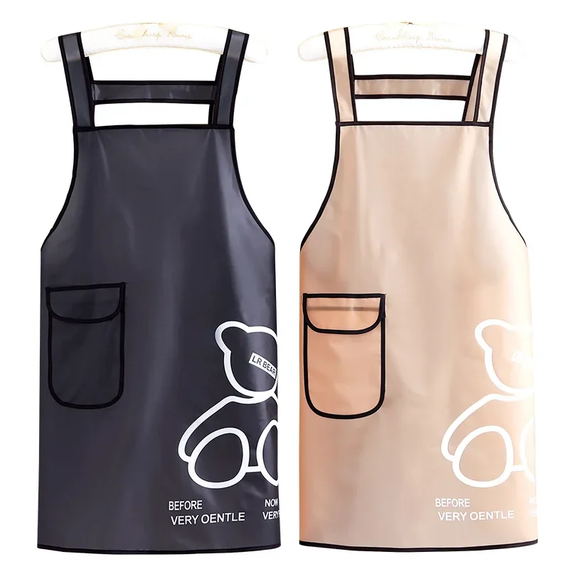 2024 Fashion Apron Home Kitchen Waterproof And Oilproof Aprons Cooking Baking Apron Adults Workwear Cute Cartoon Print Apron