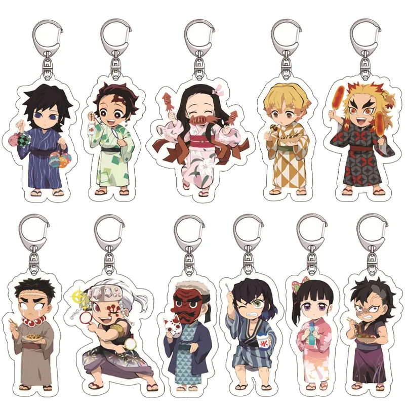 Demon Sayer Acryc Ie Y Tea Drinking Kamado Tanjiro Nezuko Tsuyuri Kanawo Azuma Zenitsu Ie Y Chain G Tas Hanger Ie Y Chain Decora Chion
