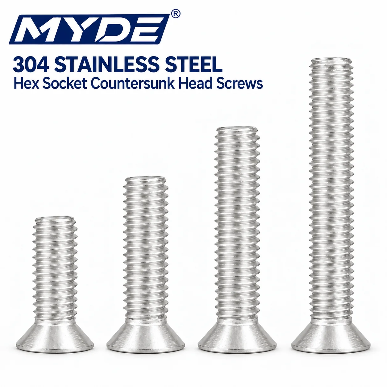 M3-M10 304 Stainless Steel Hex Socket Countersunk Screws for Automotive Home Industrial DIY 10/20/50PCS