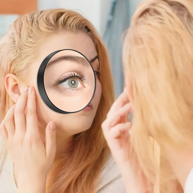 60x Magnification Makeup Mirror with Suction Cup Base - Hand Size, HD Non-Warp View for Face Precision Application and Grooming,