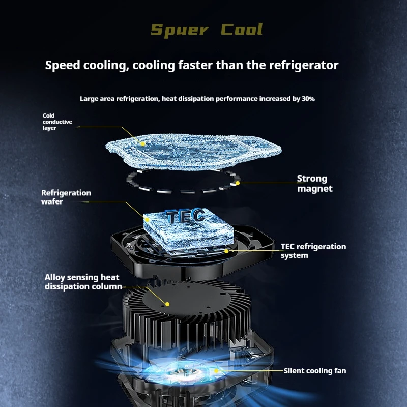 Mobile Phone Radiator Magnetic Digital Display Semiconductor Wireless Charging Cooling Cooling Back Clip Mobile Game Radiator