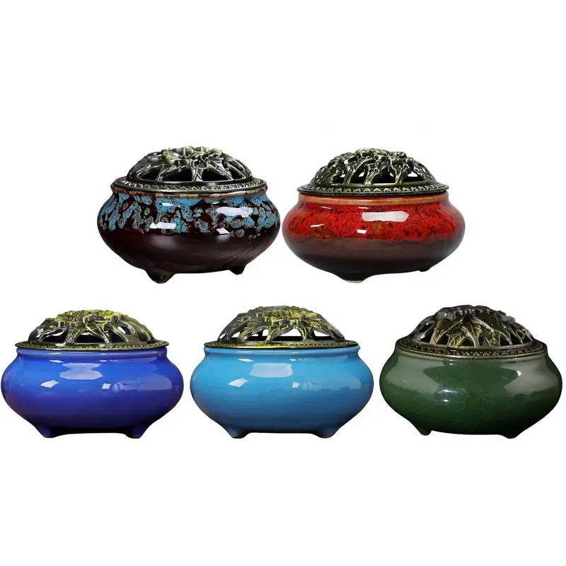 

outdoor Ceramic ice crack plate incense burner home decoration antique incense plate aroma diffuser household incense burner