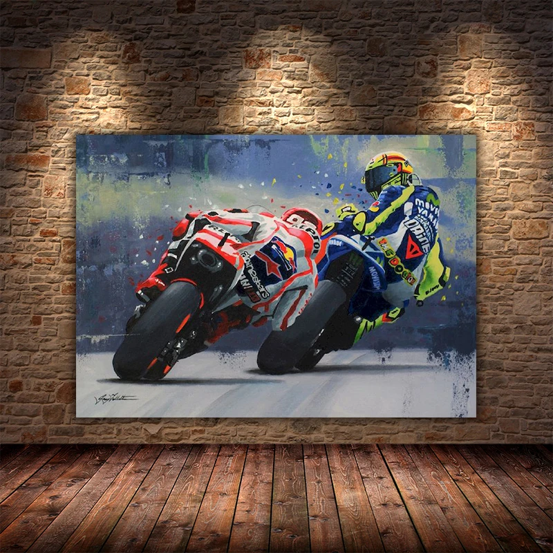 Abstract Motorcycle Championship Grand Prix Racer Poster Print Portrait Graffiti Canvas Painting Racing Wall Art Room Decor