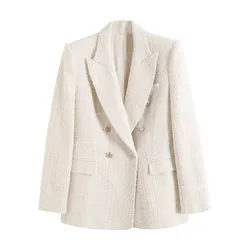 Women's New Fashion Solid Vintage Texture Coarse Textile Blazer Coat Multi Color Simple Versatile Slim Fit Suit Coat Hot Selling