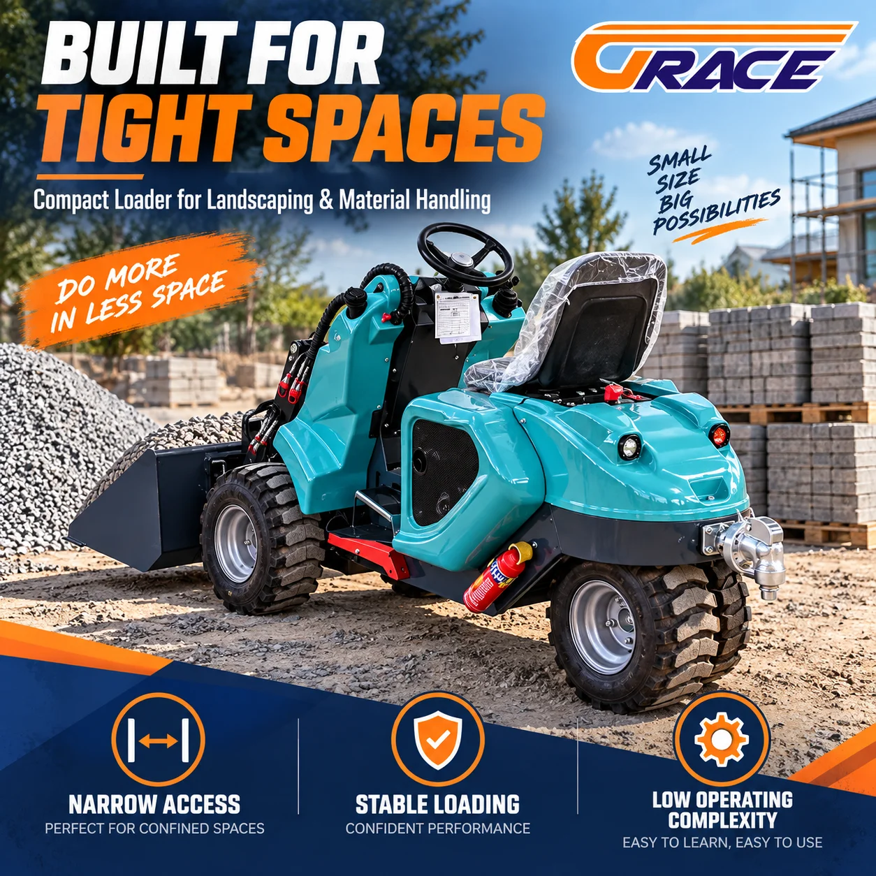 Small Wheel Loader Durable Hydraulic Loading Machine Multifunctional Mini Loader For Farm Orchard Construction Site Work