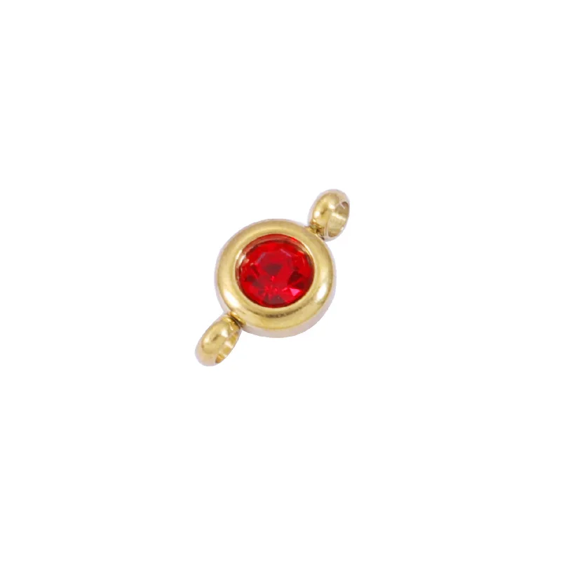 5Pcs 3 Style Colorful Glass Stainless Steel Connector For Jewelry Making DIY Necklace Link Birthstone Accessories 6.5mm Supplies