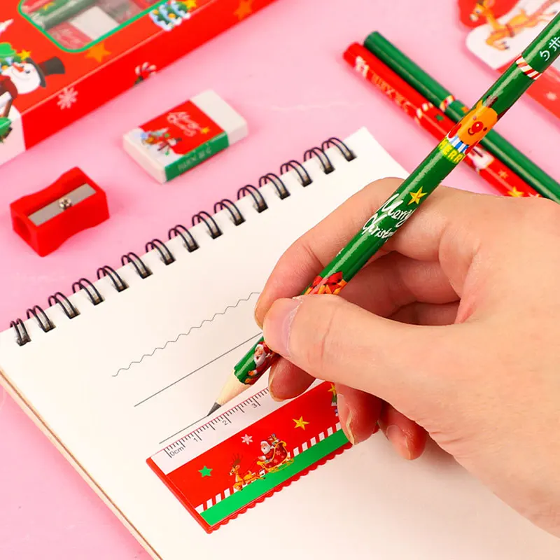 20Sets Portable Stationery Set Pencil Eraser Stationery Set Children\'s Christmas Gift