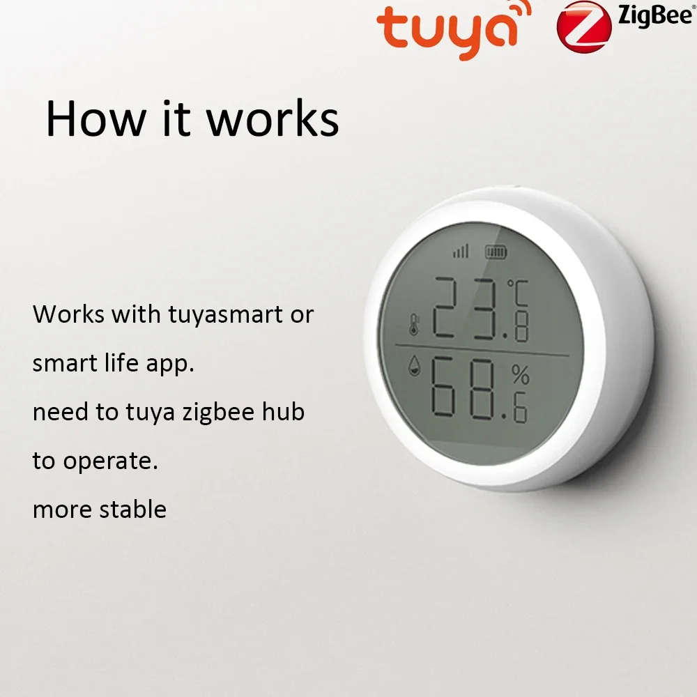 Picture 5: Tuya ZigBee Smart Temperature And Humidity Sensor Wireless LED Screen Display Working With Google Assistant Tuya Zigbee Hub