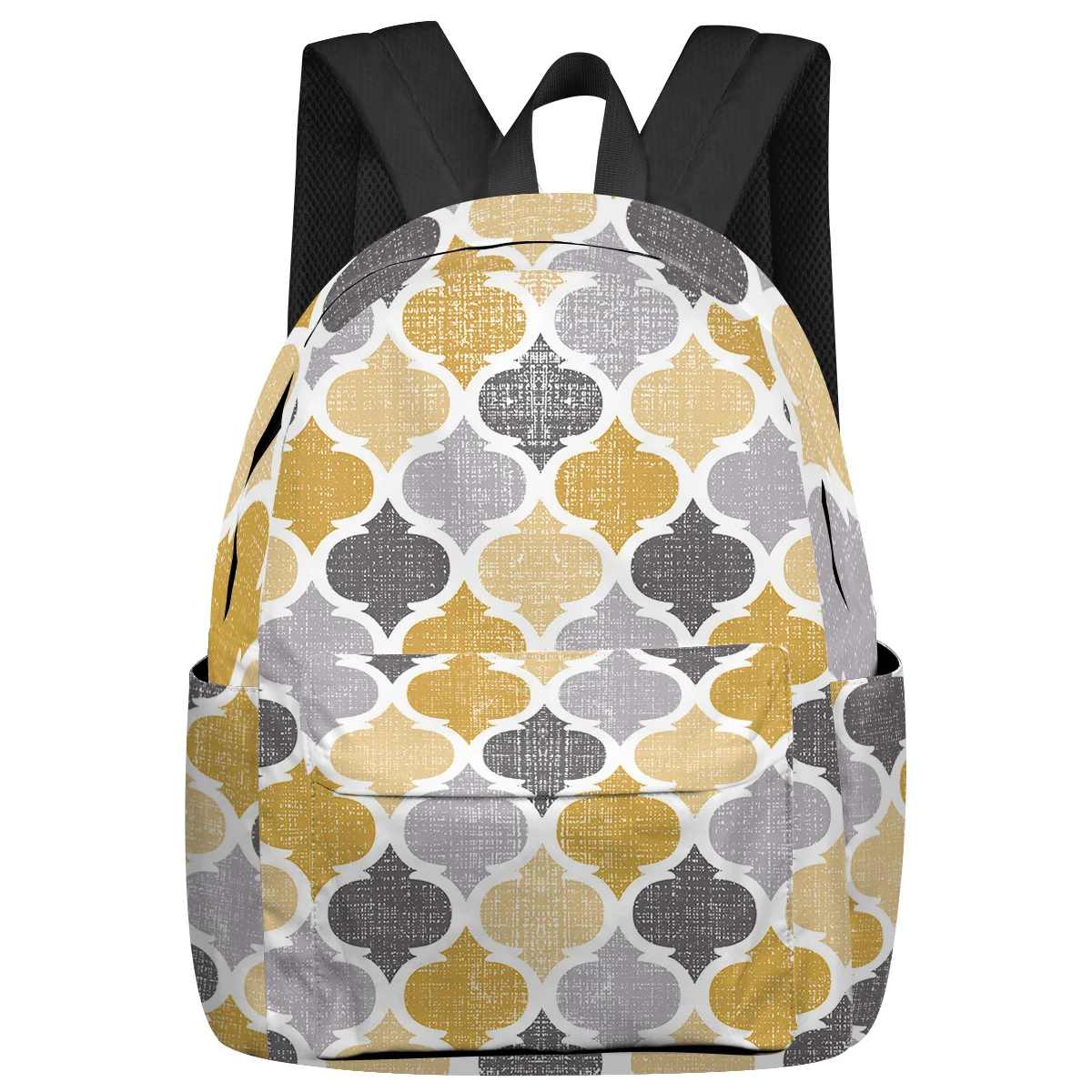 

Geometric Yellow Grey Vintage Moroccan Women Man Backpacks Waterproof School Backpack For Student Boys Girls Bags Mochilas