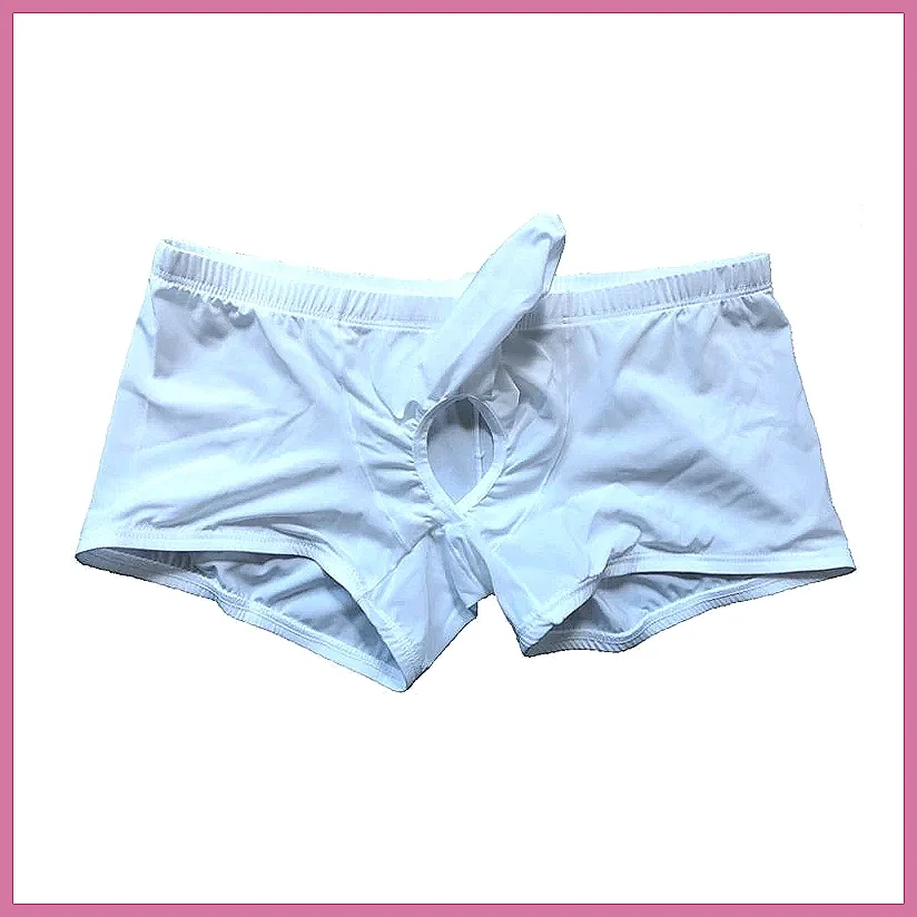 

Men's Ice Silk Elephant Trunk Boxer Briefs Low Rise Scrotum Support Underwear Sexy Lingerie