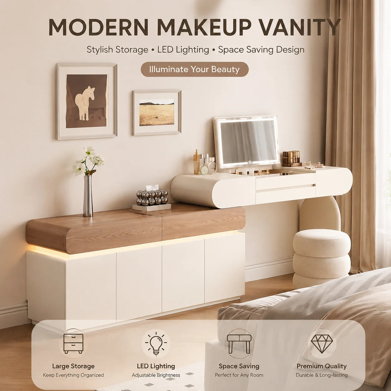 Dress Storage Cabinet Makeup Vanities Living Room Bedroom Table Desk Armable Dressing Bedside Tocador Con Espejo Home Furniture