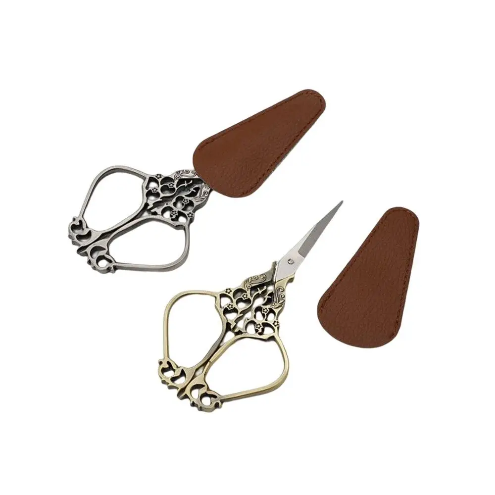 5pcs Leather Embroidery Scissors Sheath Cover Barber Hairdressing Shears Holster Protective Storage Household Eyebrow Case PU