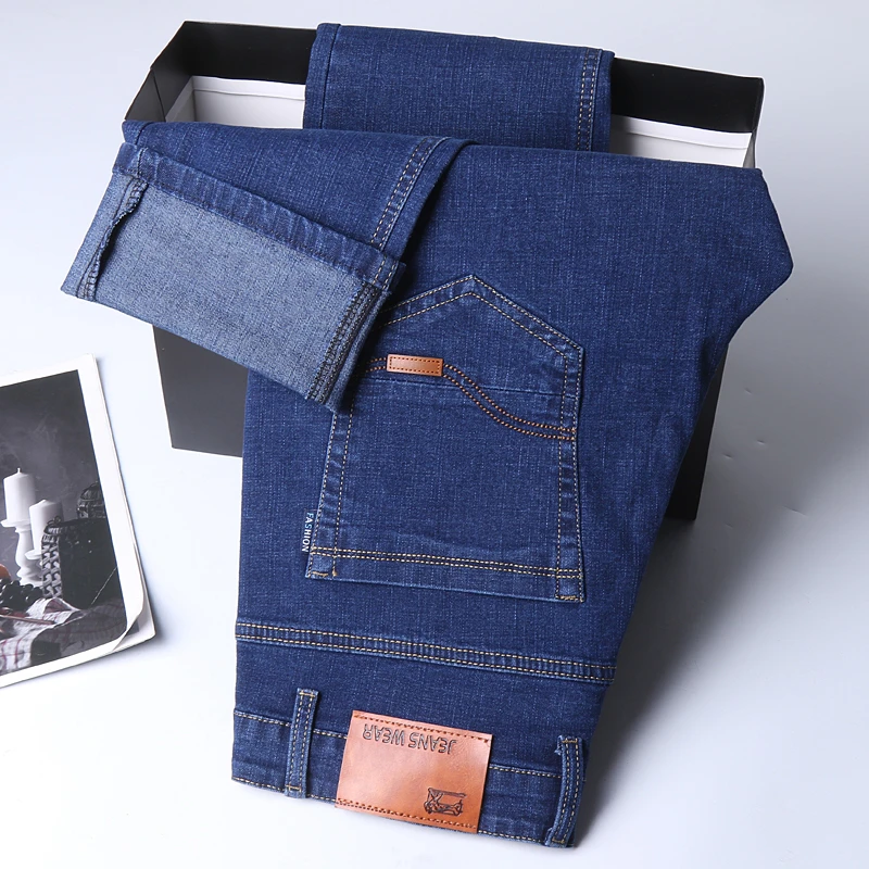 

Loose Straight Leg Stretchy Busin Casual Long Jeans Men's Denim Pants Youth Trendy Slim Fit Autumn Winter 2023 Sle