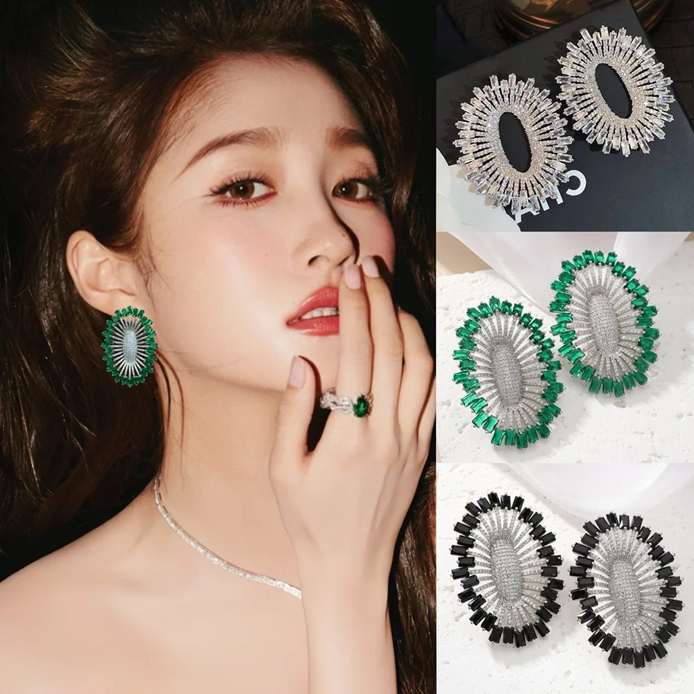 

Missvikki Charm Shiny New Luxury Oval Drop Earrings for Women Bridal Pendant Dangling Earrings Party Wedding Jewelry Gifts