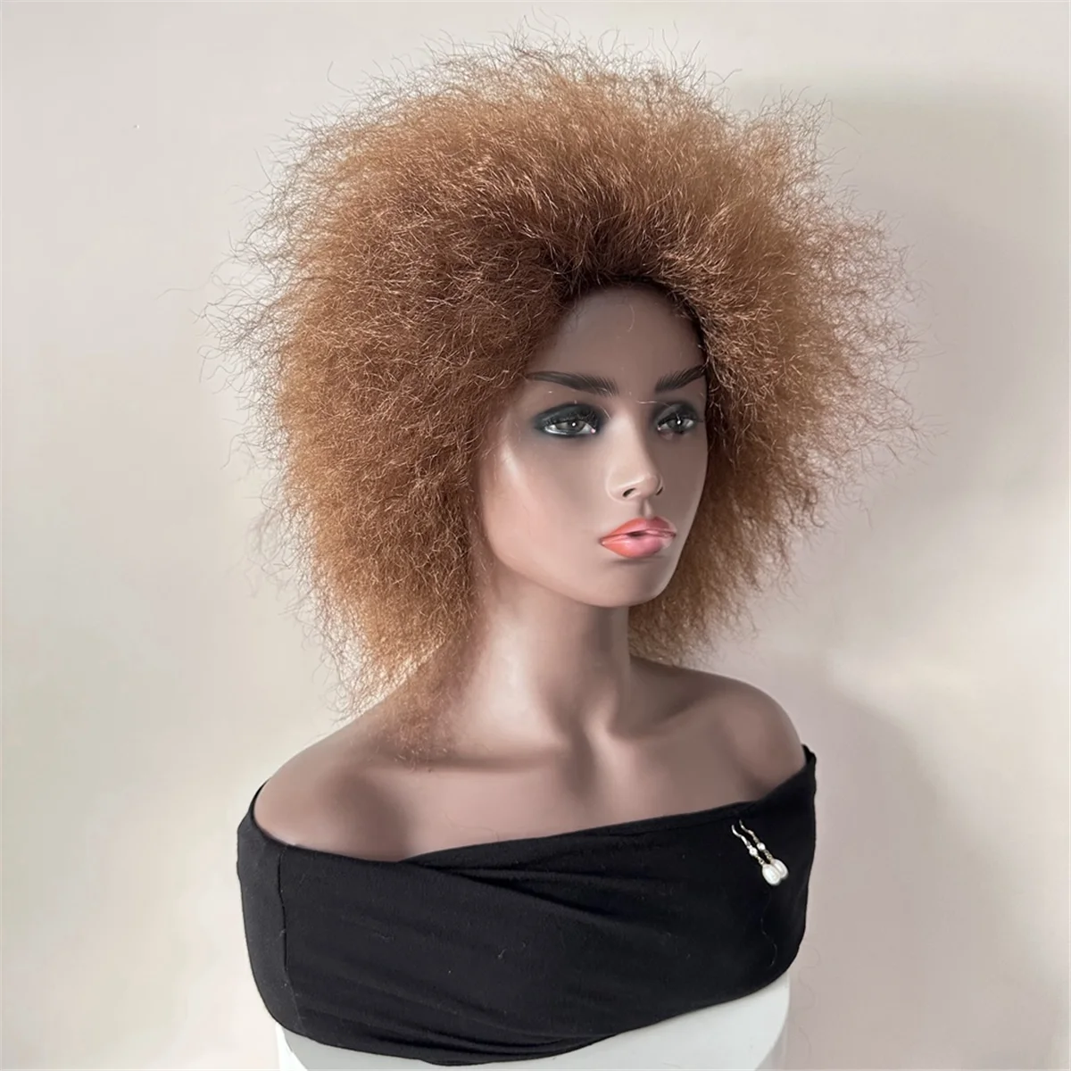 Pelucas rizadas cortas para mujer, peluca rizada corta negra Natural, A