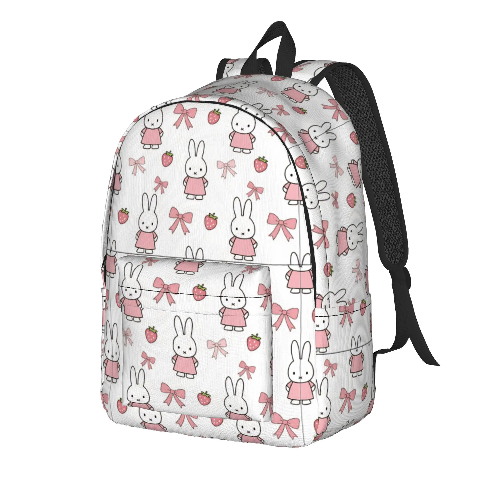Textile Miffyy   in Strawberry and Ribbons Backpack for Men Women Teenage High School Business Daypack Shoulder Bag Sports