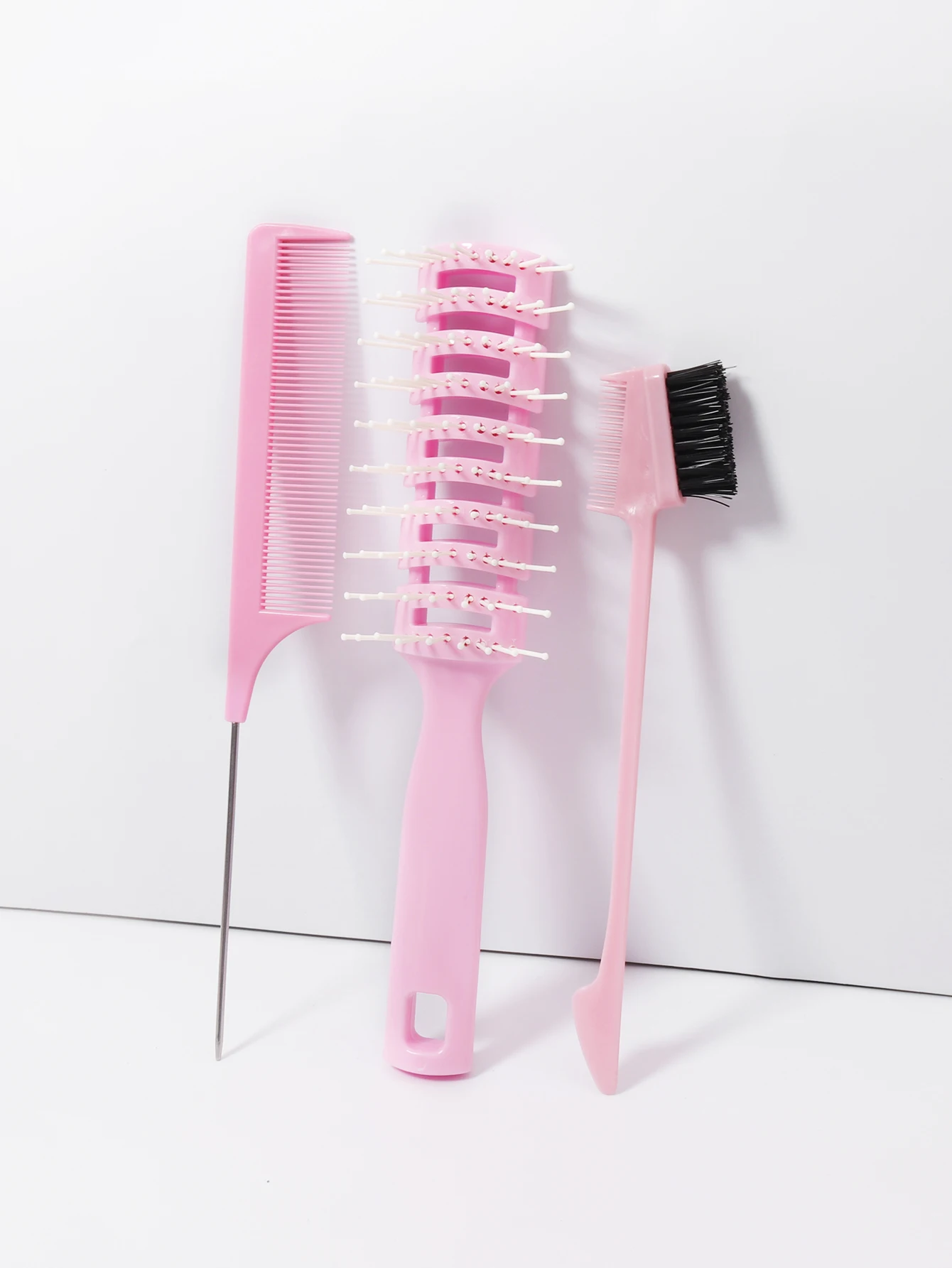 

Набор из 3 расчесок, расческа со стальной иглой и заостренным хвостом, щетка для контроля кромок, дышащая щетка для волос, ежедневное использование, специально для париков из натуральных волос