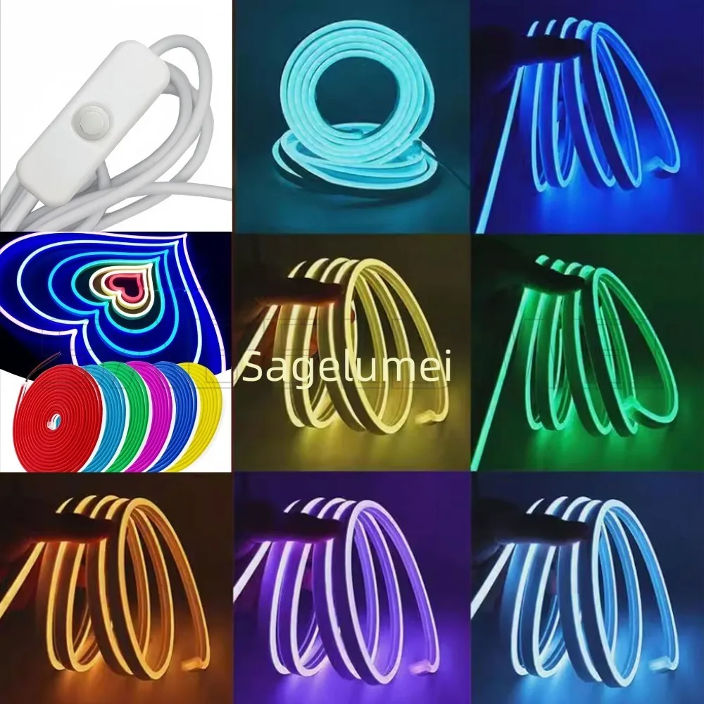 5V Neon LED Strip With USB IP67 Silicon Tube Bar Lamp Soft Flexible DIY Light Sign Rope 3000K-6500K Pink/Blue/Purple/Yellow