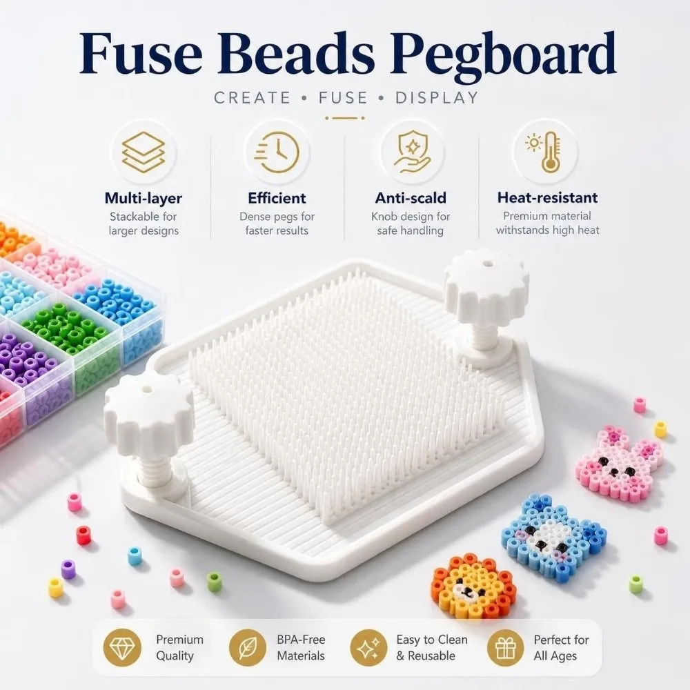 5-layer Fuse Beads Pegboard DIY Craft High-Efficiency Multi-layer Beanboard with Extended Nails 2.6mm Meltable Beads Boards