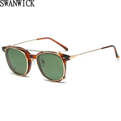 Swanwick Square Sun Glasses Men Polarized TR90 Female Fashion Clip On Women Metal Sunglasses Retro Vintage Ladies Driving Black