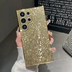 Luxury Full Glitter Diamond Plating Case For Samsung Galaxy S24 S23 Ultra Plus Shockproof Bumper Bling Shiny Hard PC Case Cover