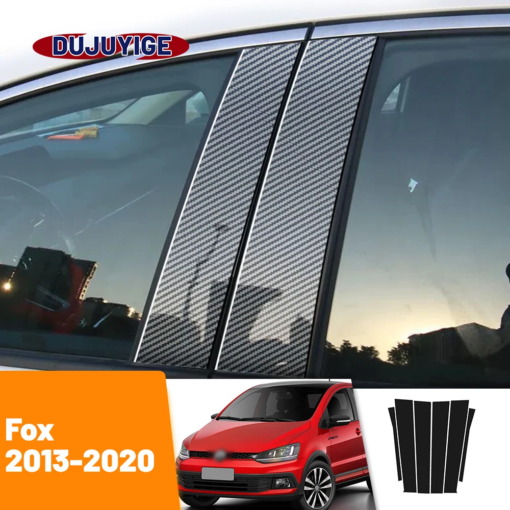 

For VW Fox 2013-2020 2014 2015 2016 2017 2018 2019 Carbon Fiber Window Door Column Deal B C Pillar Post Cover Trim Sticker