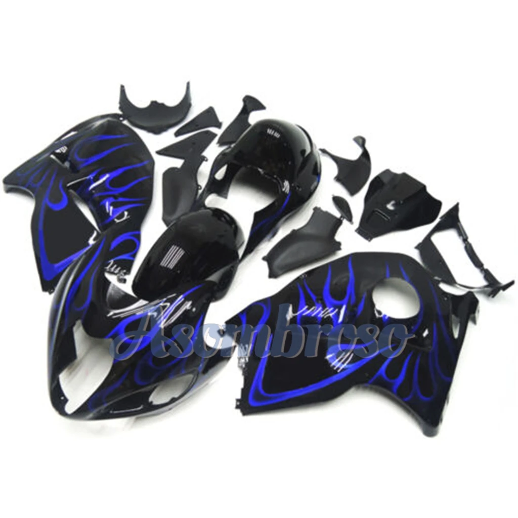 New Plastic Fairing kits for Hayabusa GSXR1300 1999-2007 Motorcycle Fairings  GSX1300R 2002 2004 2007 Blue Flame with Black