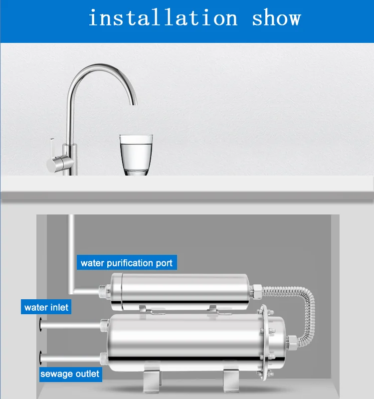 Ultrafiltration Water Purifier Purification Activated Carbon Double Layer Filter 0.01 Micron Stainless Steel Household