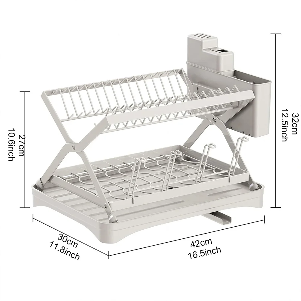 2-Tier Kitchen Counter Dish Drainer Storage 3