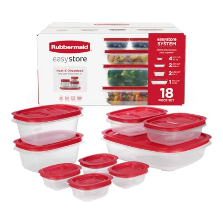 

EasyStore Large Containers, 18-Piece Set, Food Storage Containers with Lids