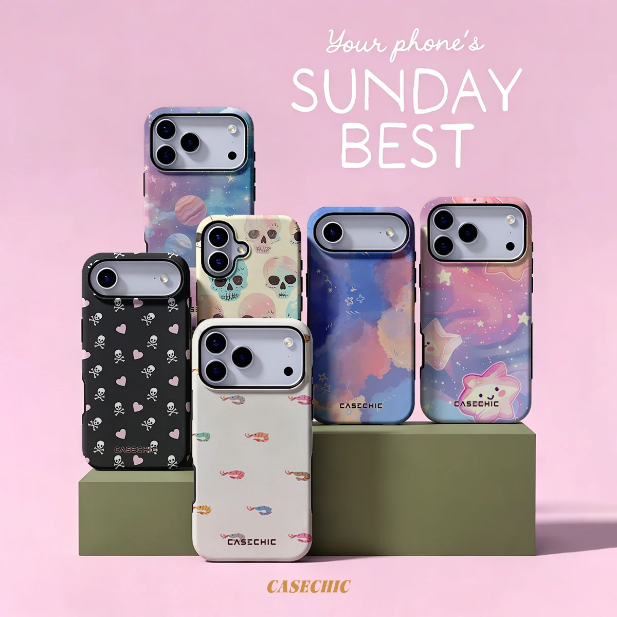 Pastel Shrimp For Samsung Galaxy S26 S25 S24 A56 A36 Phone Case Double-Layer Protection Cover for Women Girl CaseChic