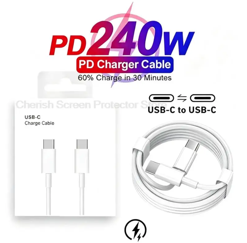 Cable USB C a C de 240W, Cable de Carga Rápida Tipo C PD, Cable de Datos Trenzado para iPhone 17/18 Pro Max Plus, Samsung Galaxy, Android (2-1 Unidades)