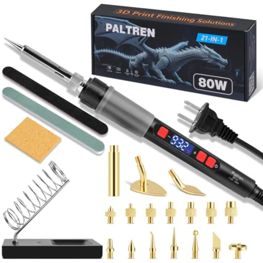 

【Spot goods】21-in-1 3D Printer Smoothing Tool Kit 80W LED Digital Adjustable Temperature Soldering Welding Iron Kit with Insert