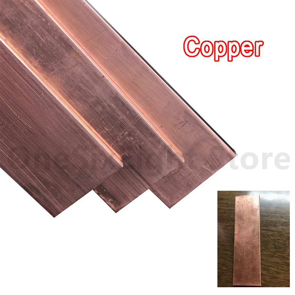 T2 Copper Flat Rod Copper Rod Copper Plate Flat Rod 100 mm Length Choose Size