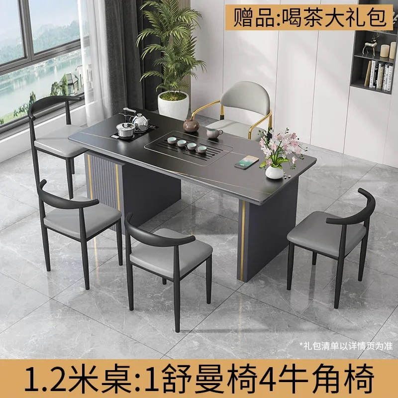 Balcony solid wood rotating coffee table and chair, activity home small kung fu coffee table, coffee table and kettle.