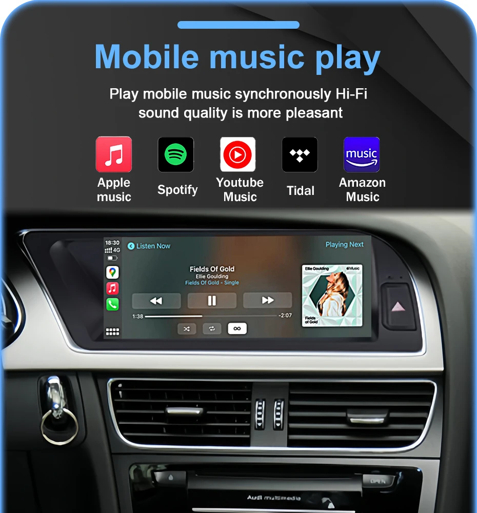 8,8' Linux Multimedia-Bildschirm, kabelloses CarPlay, Android Auto, Autoradio für Audi A5 2009-2016, AutoLink, AirPlay, Bluetooth, Navigation – Detail 16