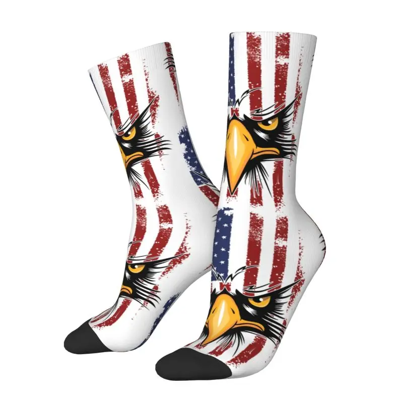 American Eagles Flag Men's Crew Socks Unisex Kawaii 3D Printing USA Patriotic Dress Socks