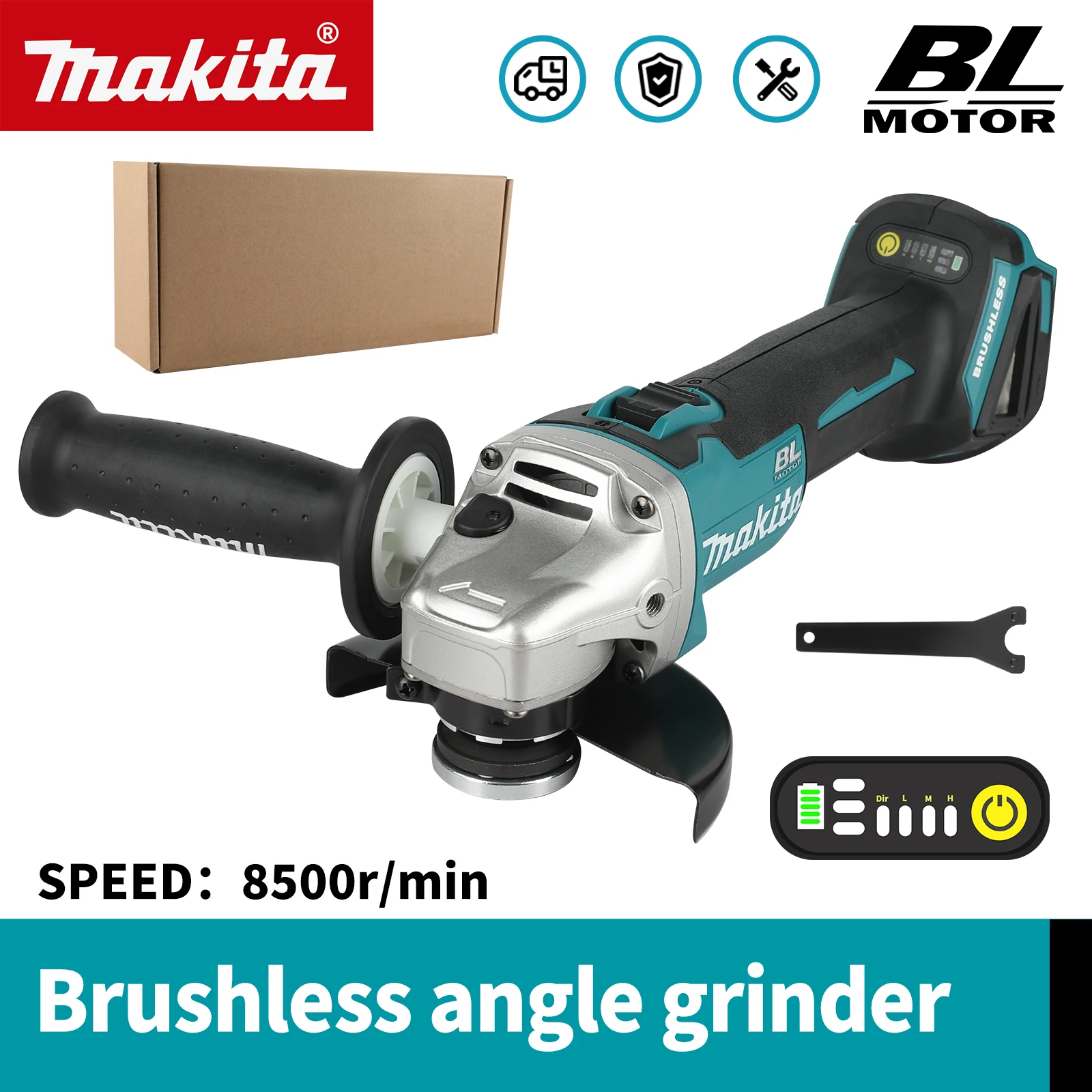 makita-dga504-18v-60ah-125mm-brushless-lithium-battery-multi-purpose-angle-grinder-edge-trimming-machine-electric-tool
