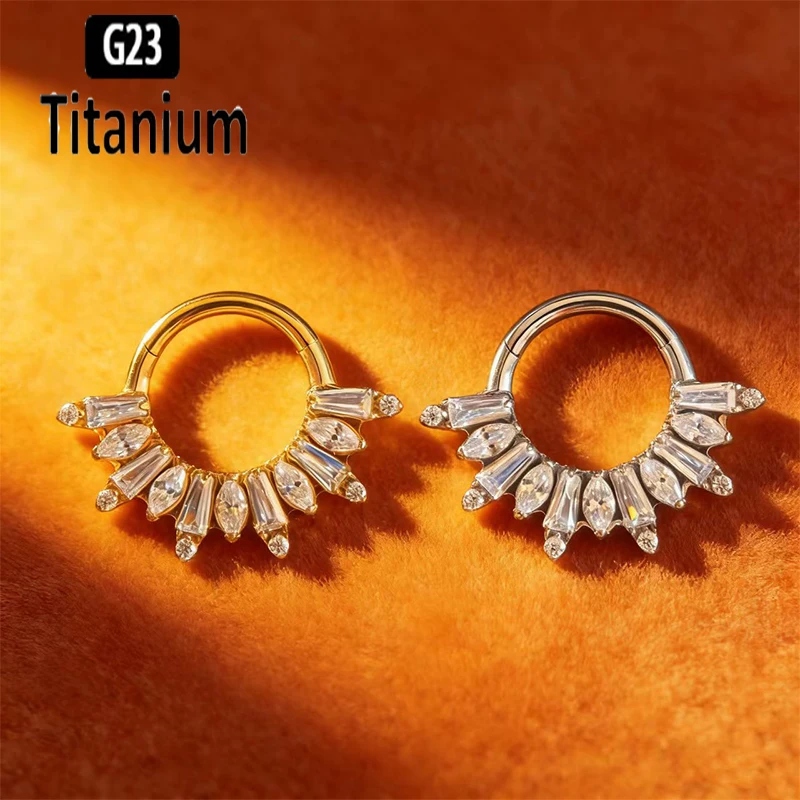 G23 Titan Hochwertiger Piercing-Set Nasenring Ohrring Schmuck Nasenseptum Ohrknorpel Piercing Clicker Sexy für Damen Hoops – Detail 2
