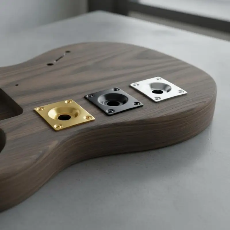 Quadratische Metall-Gitarren-Ausgangsbuchsenplatte, hochwertiges Legierungsmaterial, Ersatzteil für Anfänger-Gitarren, für den Heimgebrauch und zur Reparatur. – Detail 7