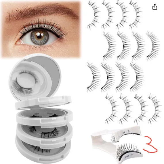 Heißverkauftes 4-Paar magnetisches Wimpern-Set, falsche Wimpern, natürliche, grenzüberschreitende, dicke, wiederverwendbare Wimpern mit Clip