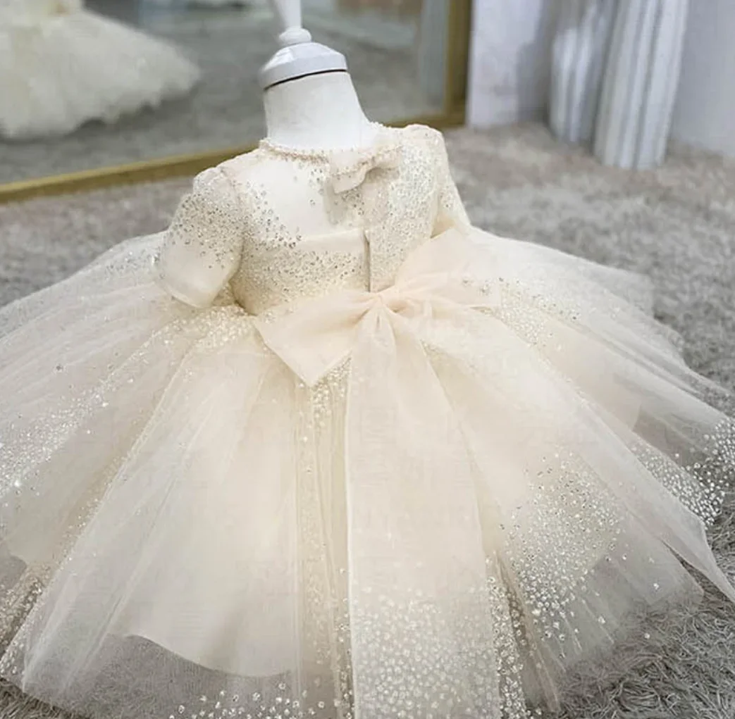 Children Girls Party Dresses Sequins Princess 1st Birthday Baby Girls Dress Wedding Party Kids Dresses Girl Baptism Ball Gowns